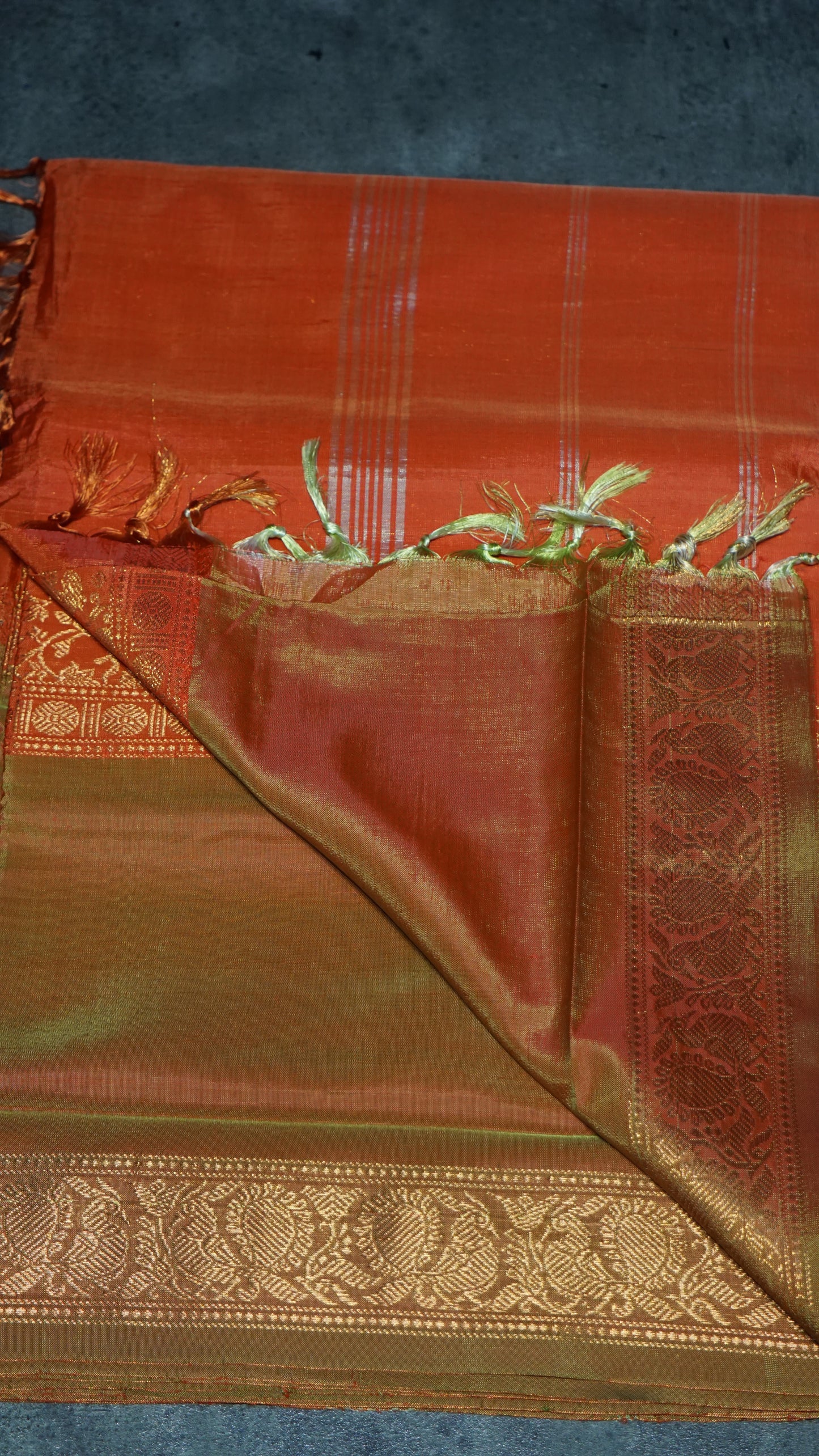 Vazhai Naaru Pattu Saree Vanasingaram Orange Dual