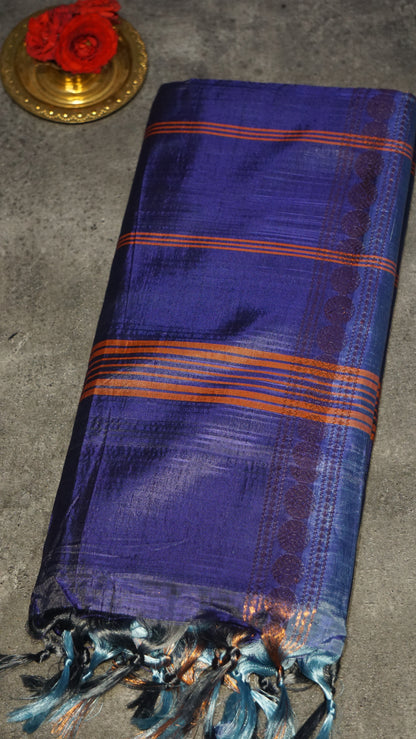 Vazhai Naaru Pattu Saree Vanasingaram Violet - Light Blue