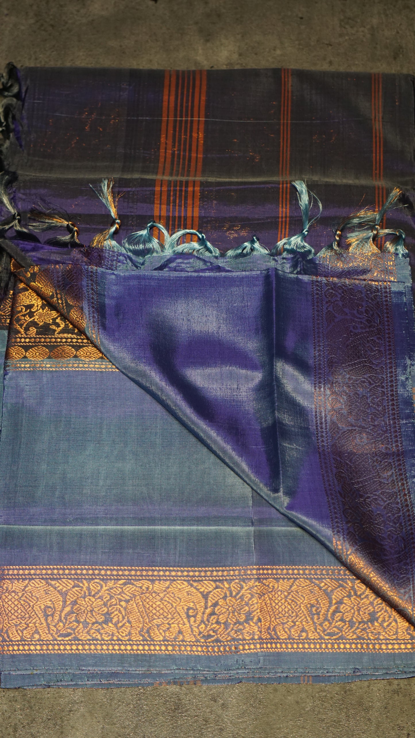 Vazhai Naaru Pattu Saree Vanasingaram Violet - Light Blue