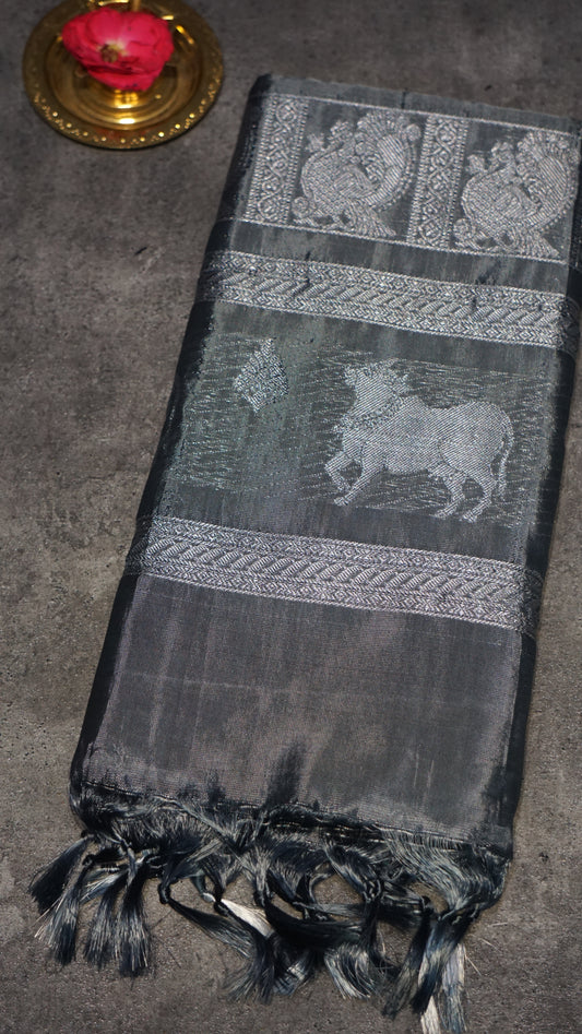 Vazhai Naaru Pattu Saree Vairaoosi Metallic Grey