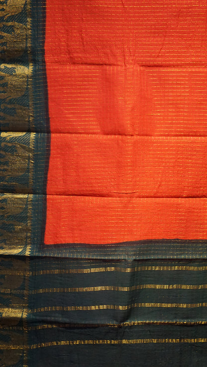 Sungudi Cotton Saree Checks Red - Bottle Green