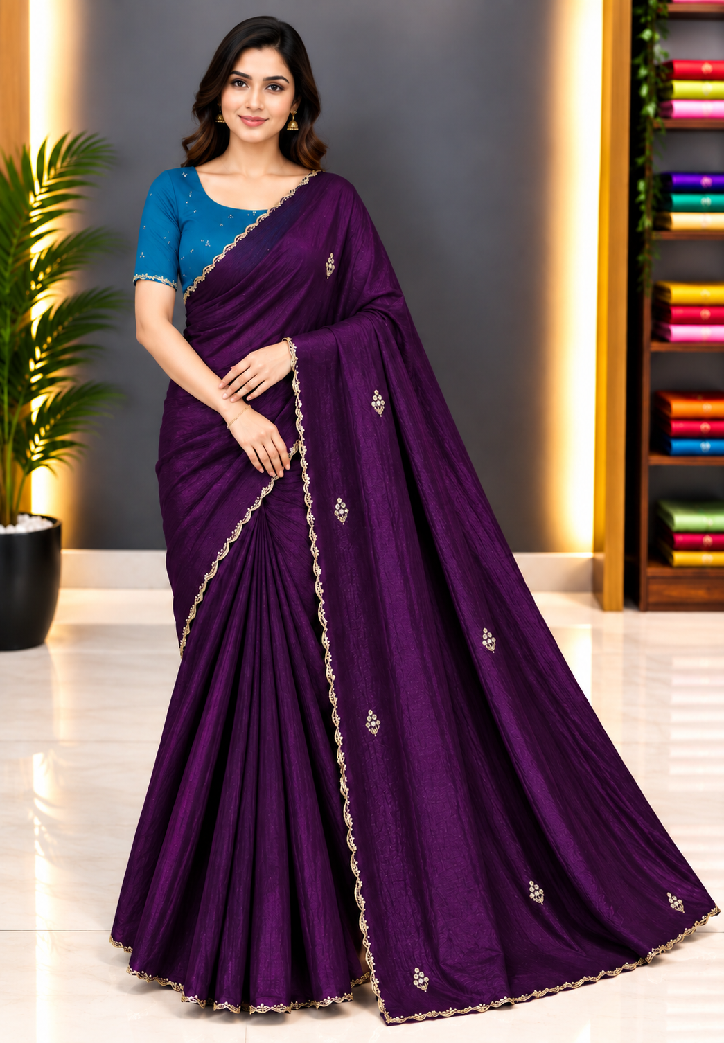 Designer Saree-Dark Purple