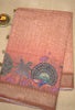 Semi Chanderi Saree Peacock Print-Orange thumbnail