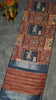 Semi Printed Silk Ajrak Print Brick Red - Navy Blue thumbnail