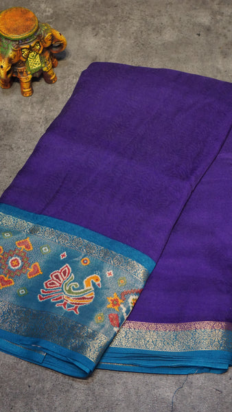 Shiffon Saree Violet - Blue