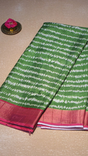 Semi Tussar Saree - Green