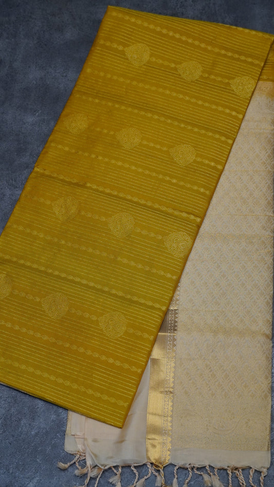 Soft Silk Saree - Yellow & Sandal