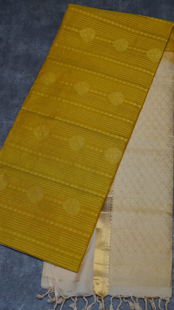 Soft Silk Saree - Yellow & Sandal