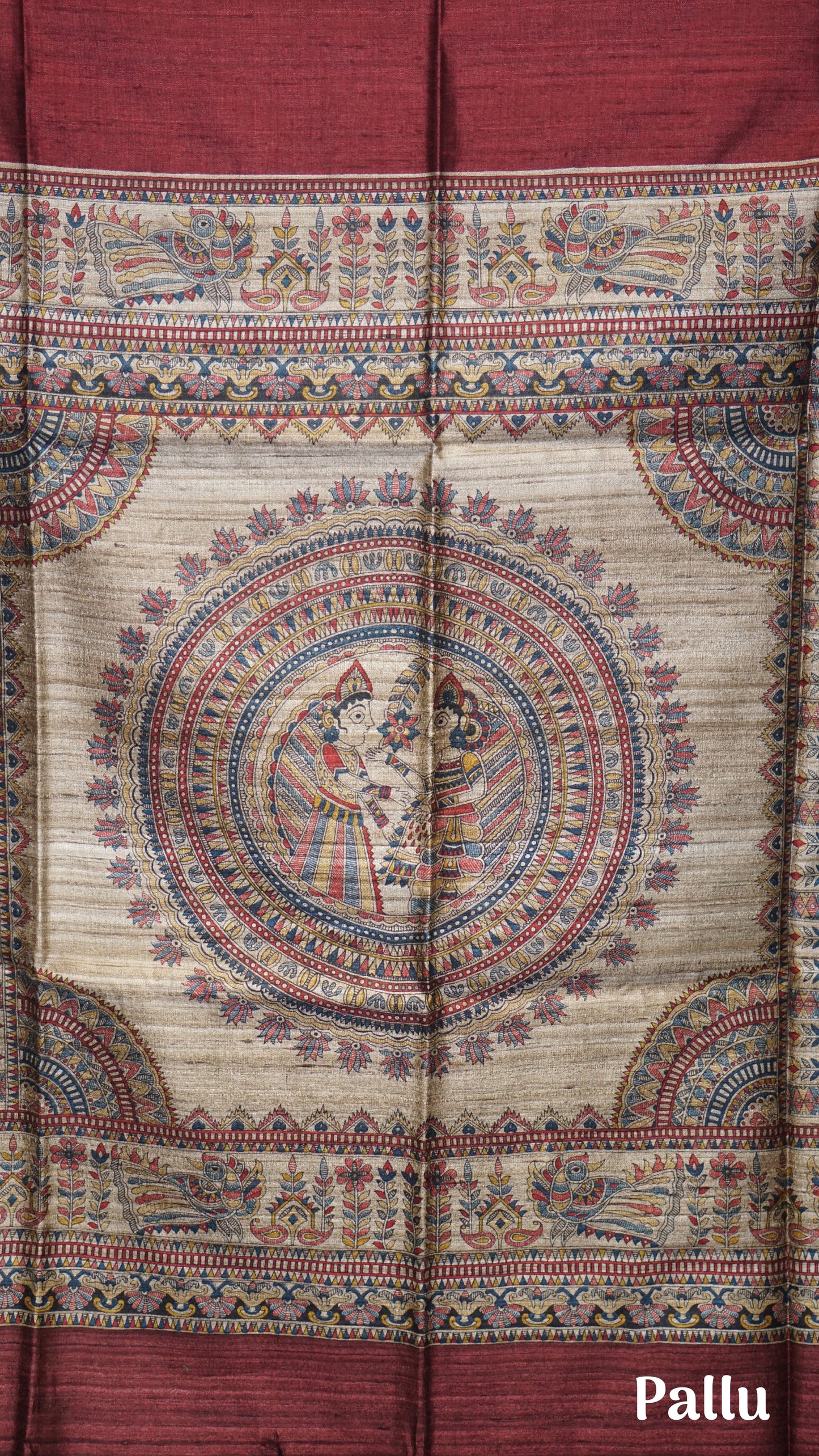 Pure Tussar Saree - Maroon