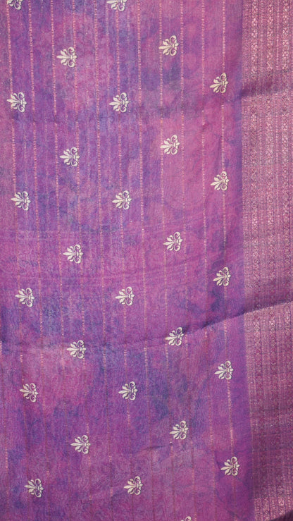 Shiffon Saree Pichwai Print Teal Blue