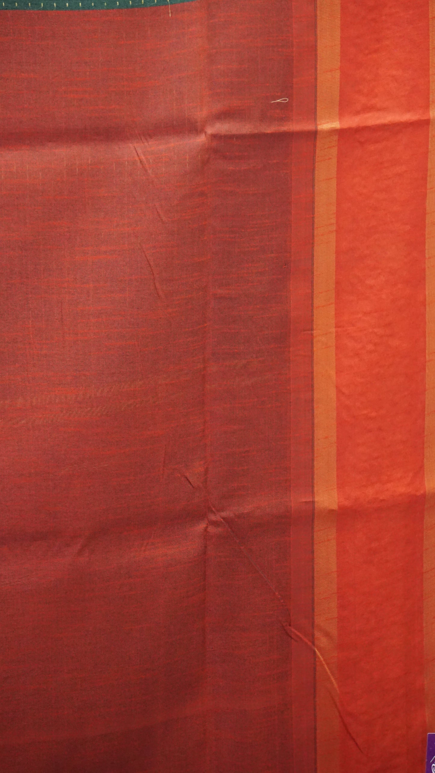 Semi Raw Silk Saree - Bottle Green with Red Floral Border