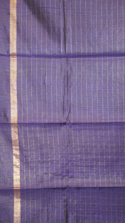 Pure Dupion Silk Saree Checks - Peacock Blue with Navy Blue Border