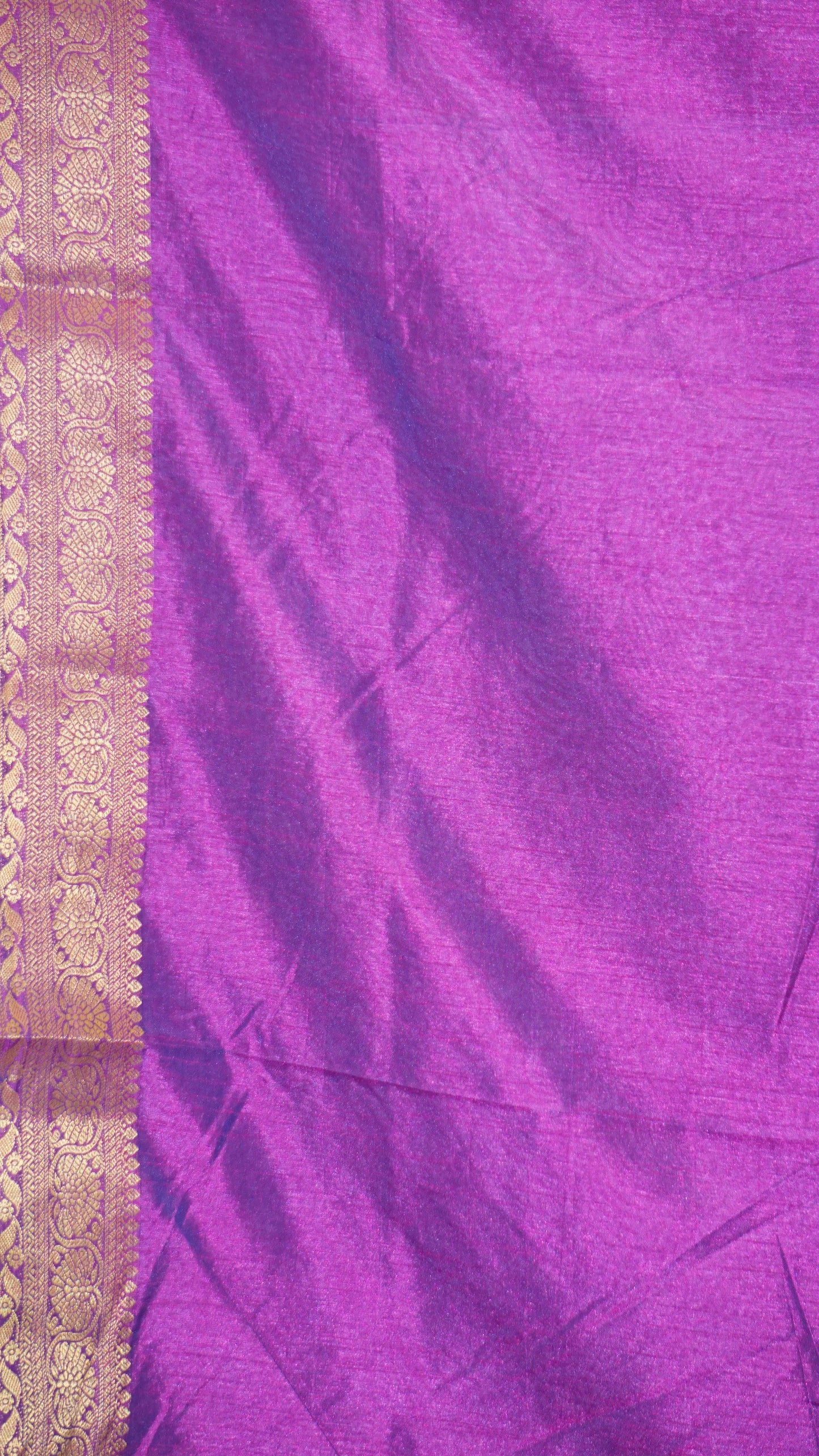 Semi Pattola With Swan Print Border - Blue