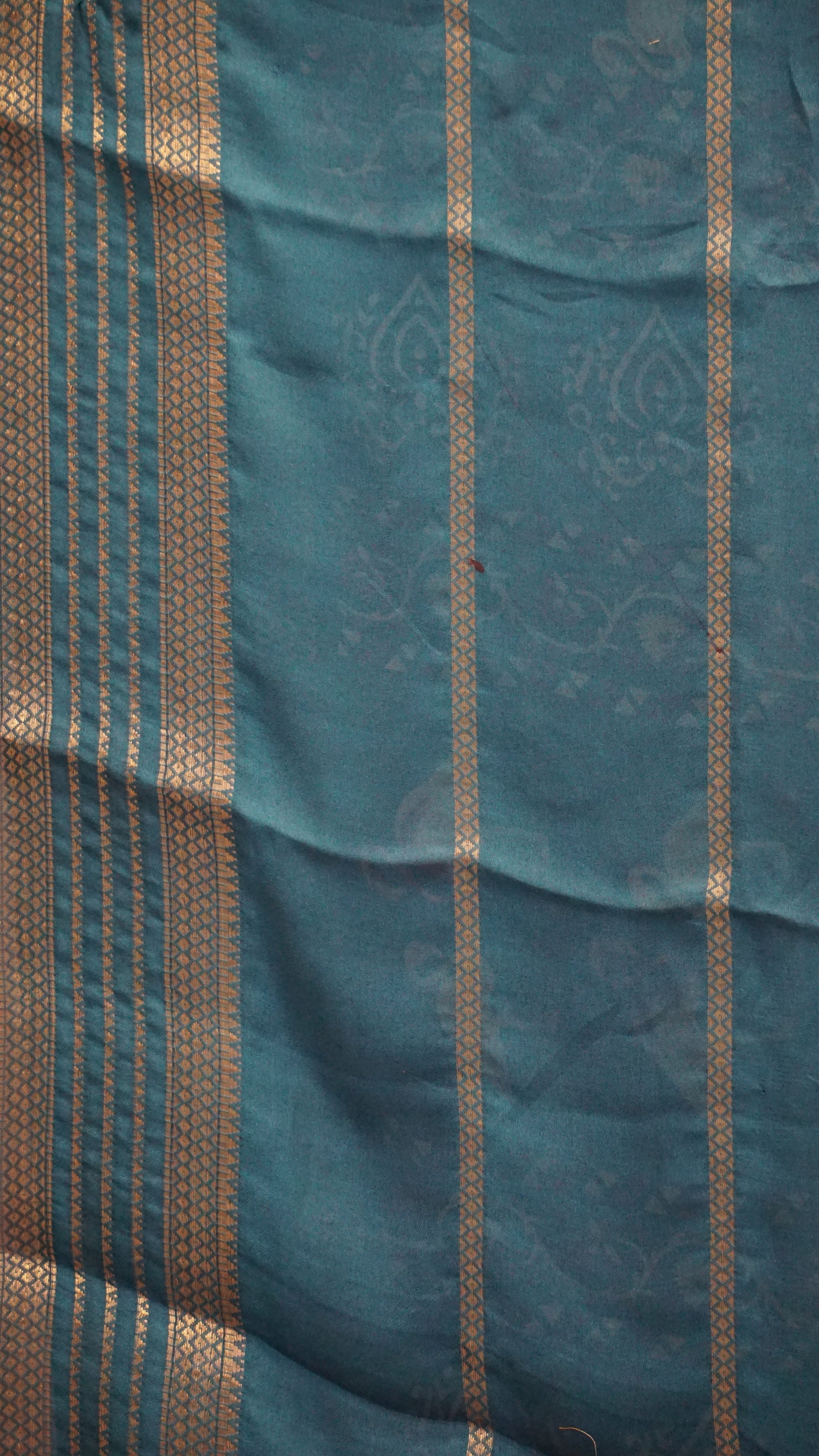 Shiffon Saree Flamingo Design - Teal Blue