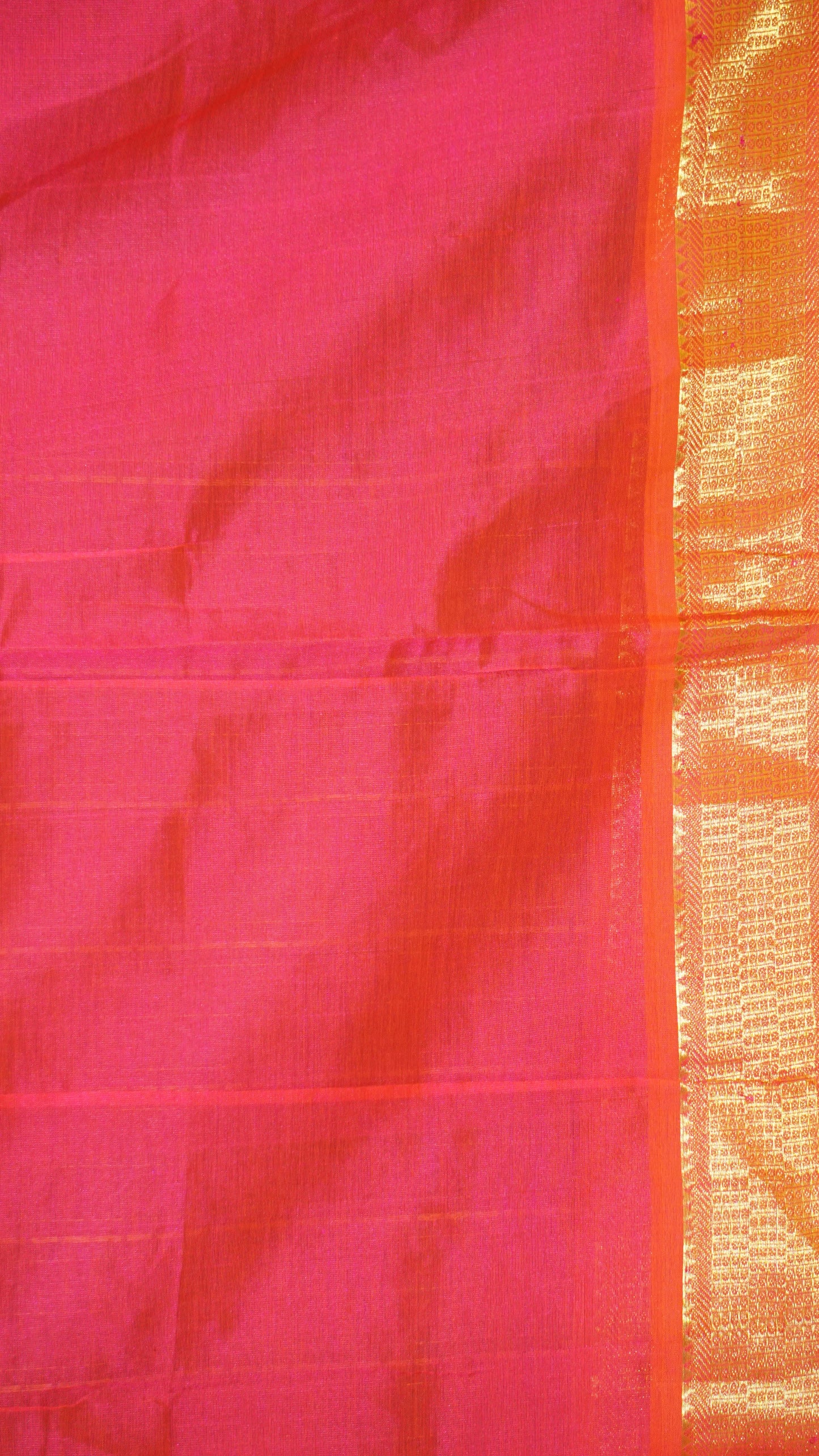 Silk Cotton Saree - Brown & Pink