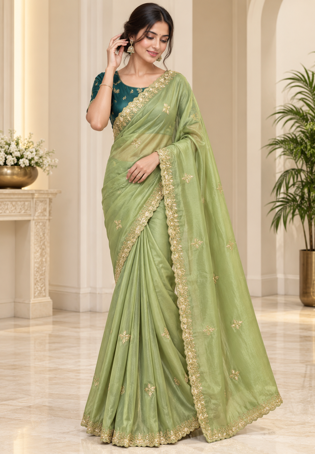 Designer Saree-Green