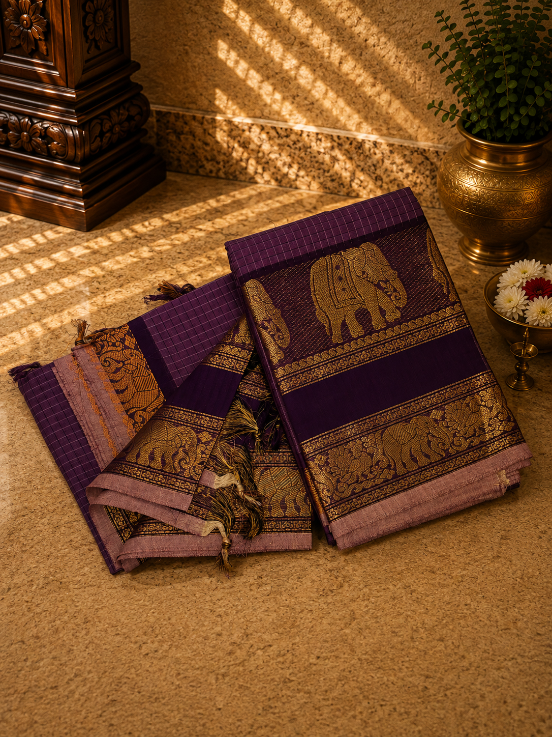 Chettinadu Cotton 2Pc Salwar Material-Purple