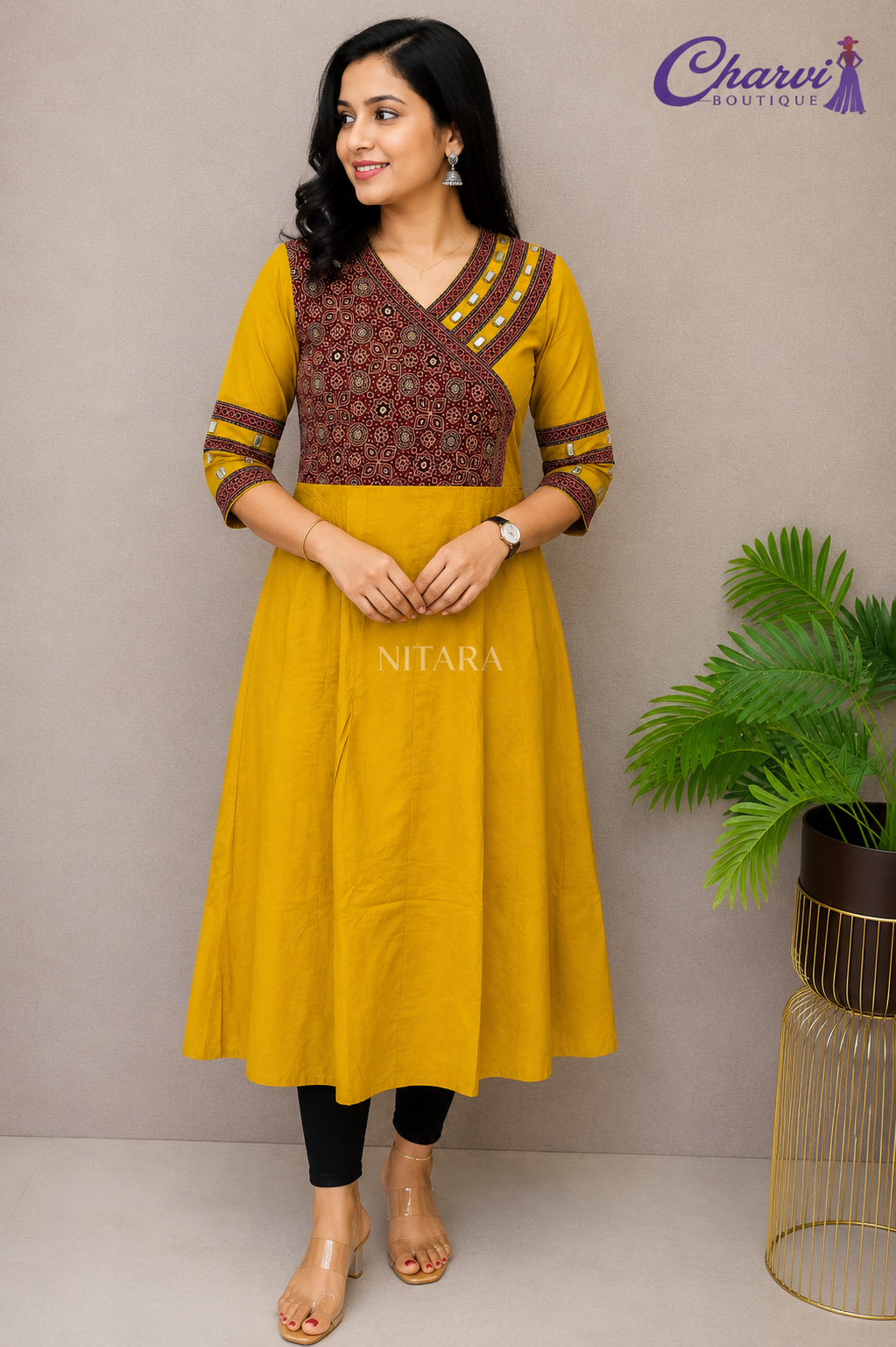 Kurti with Mirror Work