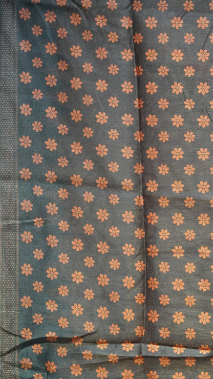 Gicha Tussar Saree Orange - Green