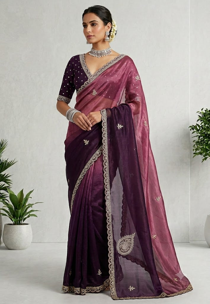 Designer Saree-Dark Purple