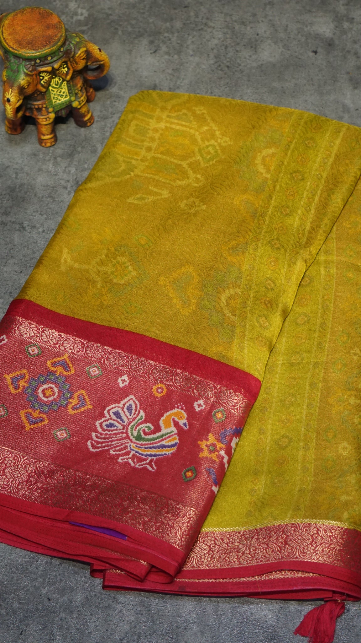 Shiffon Saree Mustard - Red