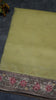 Semi Tussar Saree Crushed With Tissue Border Lime Yellow thumbnail