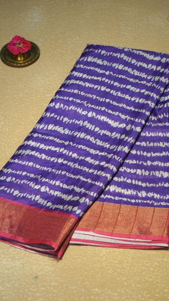 Semi Tussar Saree - Violet