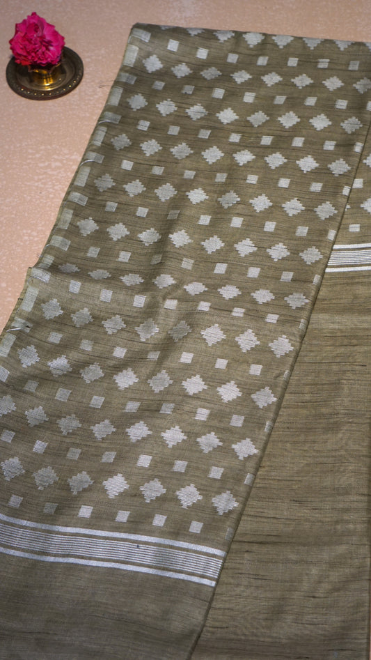 Banswara Cotton Saree - Olive Green