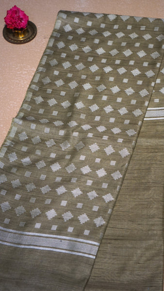 Banswara Cotton Saree - Olive Green