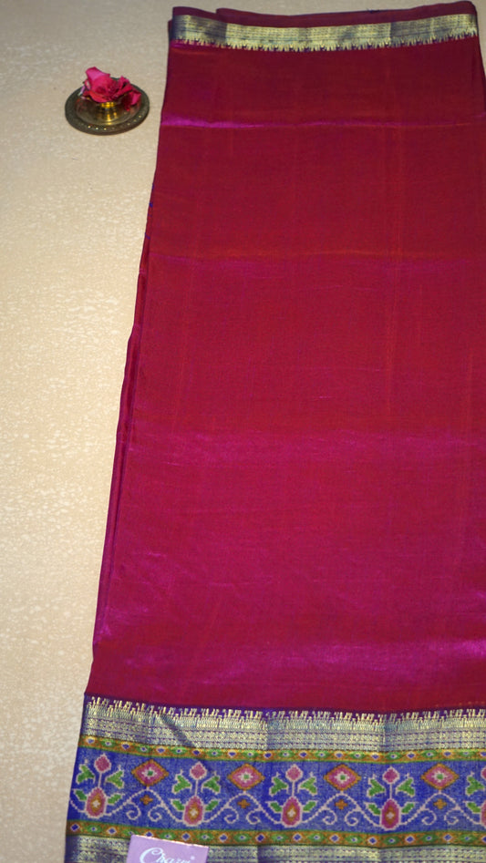 Semi Pattola Saree Solid - Pink