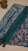 Jute Cotton Saree Kalamkari Print - Brown thumbnail