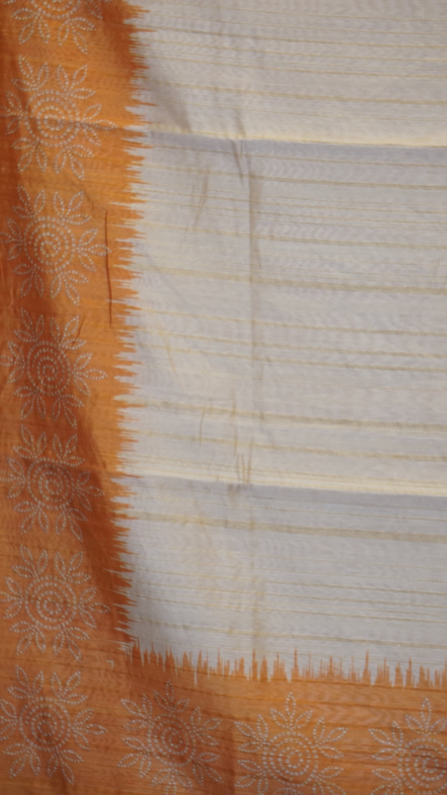Semi Tussar Saree - Sandal & Orange
