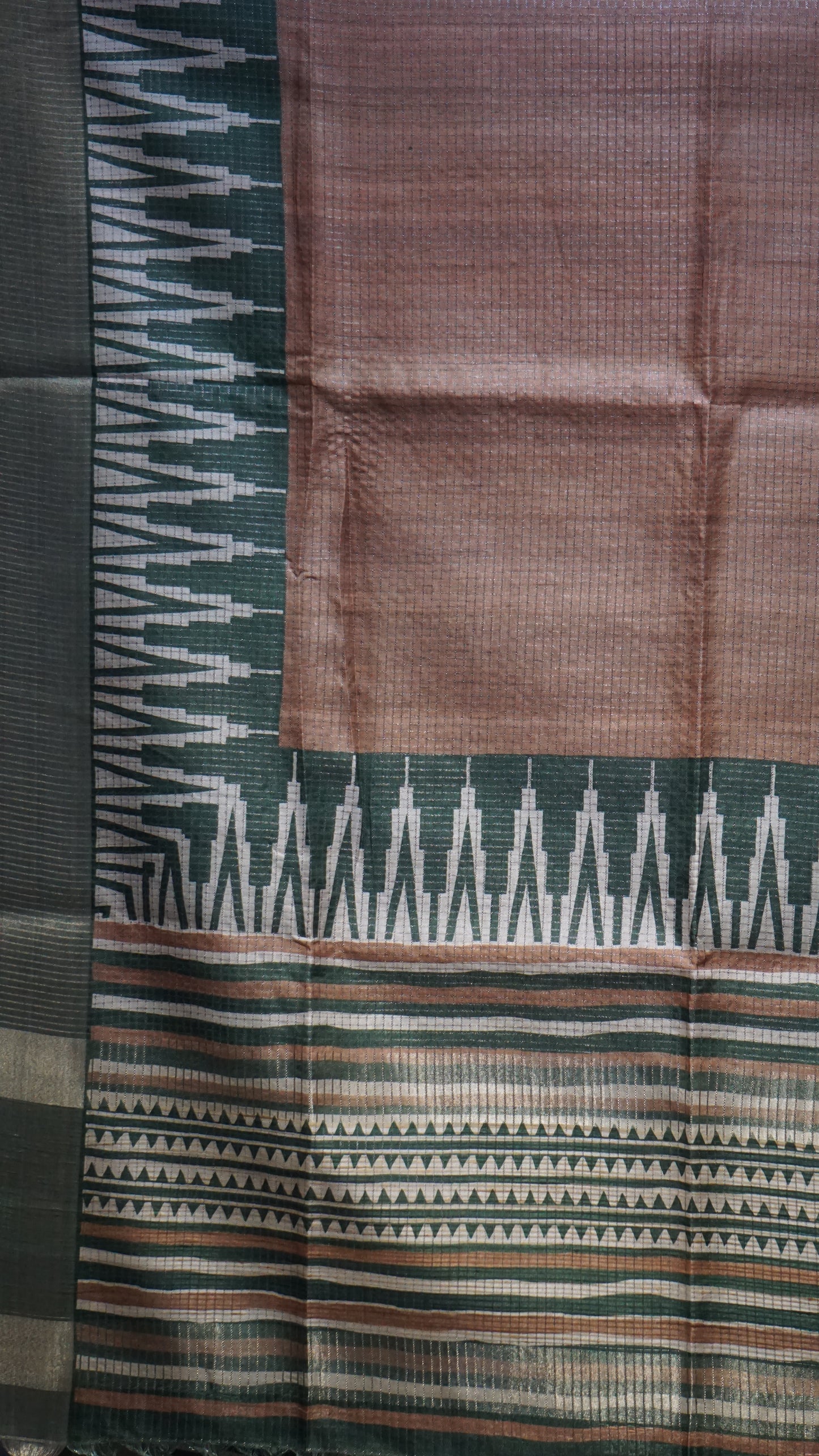 Semi Tussar Saree With Art Zari Chocolate Brown - Green