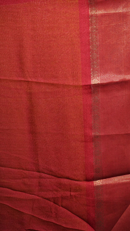 Shiffon Saree Mustard - Red