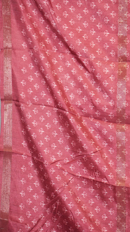 Semi Printed Silk Saree - Maroon