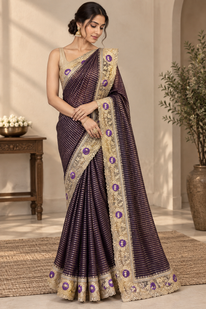 Designer Saree-Purple