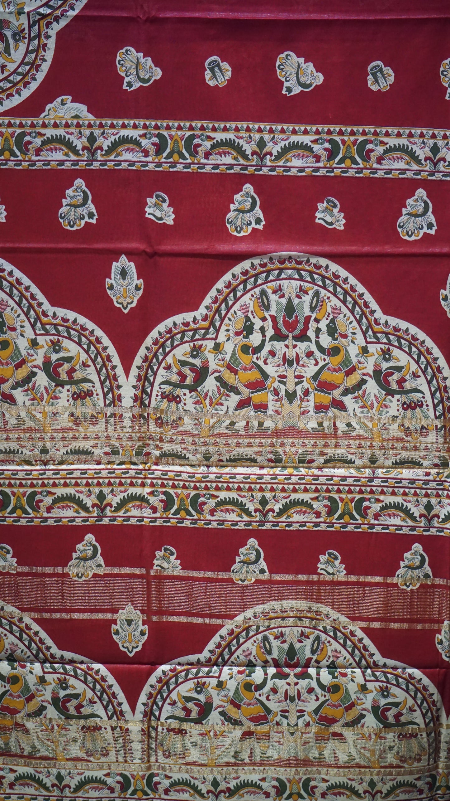 Semi Linen Kalamkari Saree Red