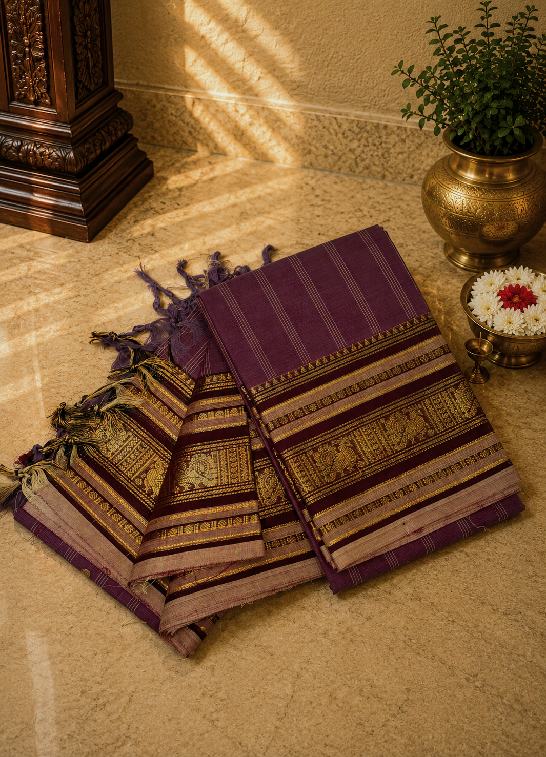 Chettinadu Cotton 2Pc Salwar Material-Dusky Rose