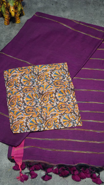 Handloom Cotton Saree Purple