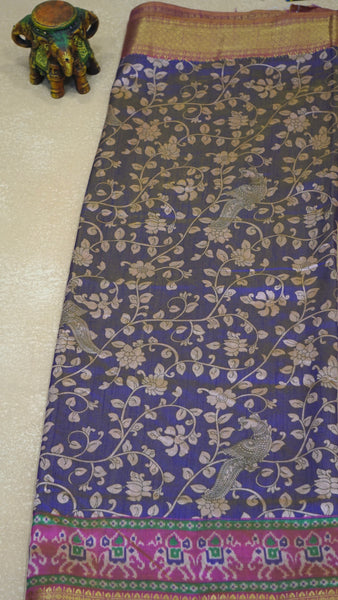 Semi Pattola Saree Kalamkari Print - Lavender