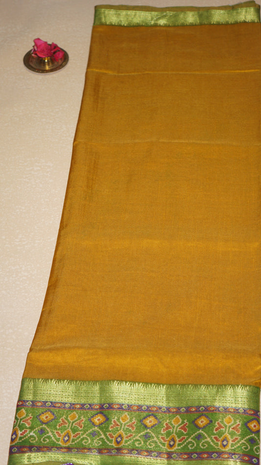 Semi Pattola Saree Solid - Mustard