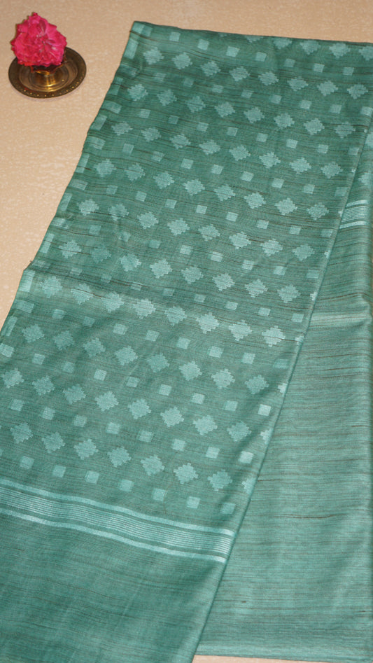 Banswara Cotton Saree - Teal Green