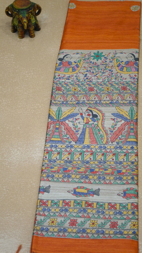 Gicha Tussar Saree - Orange