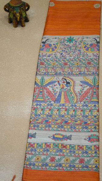Gicha Tussar Saree - Orange