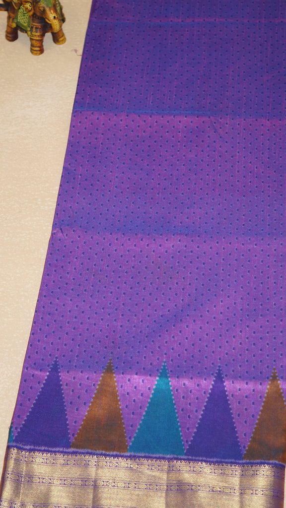 Semi Pattola With Temple Border - Violet