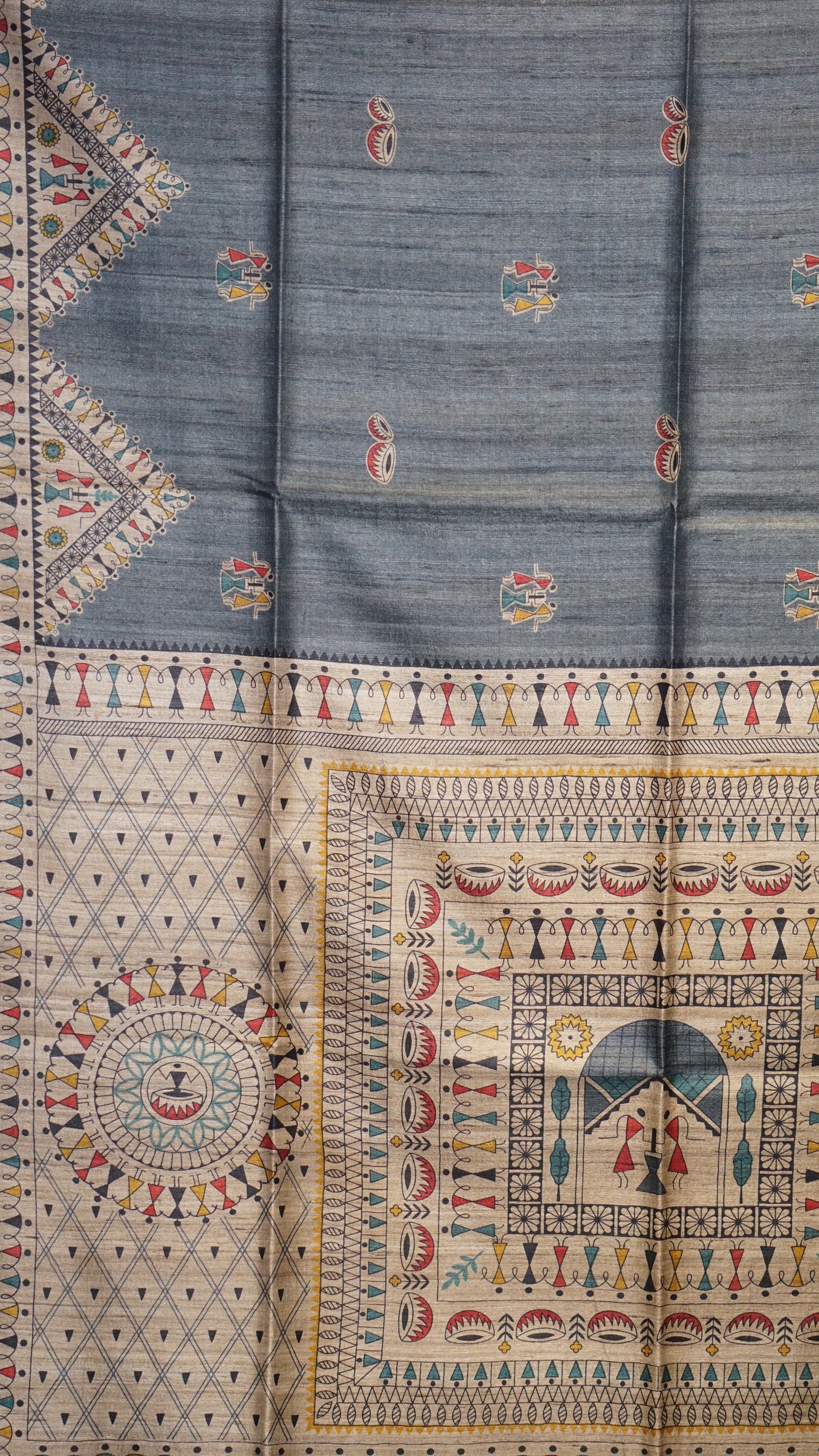 Pure Tussar Saree - Grey