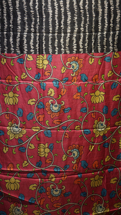 Semi Tussar Saree - Black