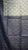 Jute Cotton Saree - Navy & Light Blue thumbnail