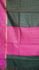 Pure Dupion Silk Saree Checks - Green with Purple Border thumbnail