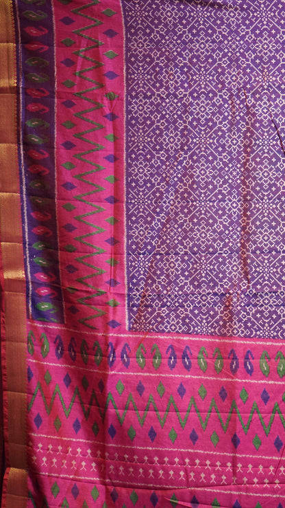 Semi Pattola Saree Pochampally Print - Purple